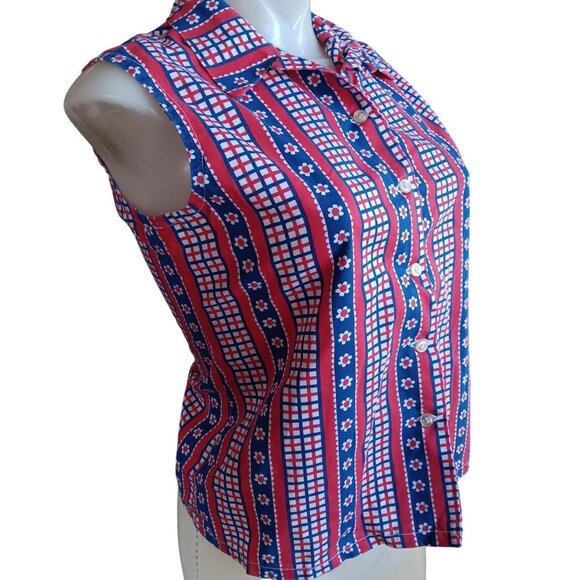 Vintage Women's Medium Blouse 1950's 1of1 Handmade Sleeveless Cropped Country - Picture 3 of 5